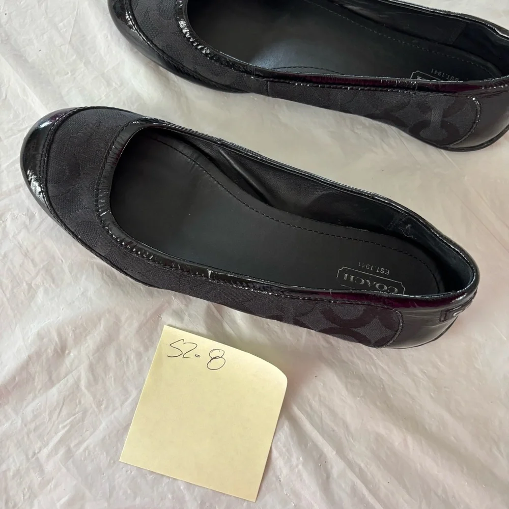 NWOT Coach true Black signature canvas patent leather Ballet Flats SZ 8 - Picture 7 of 13